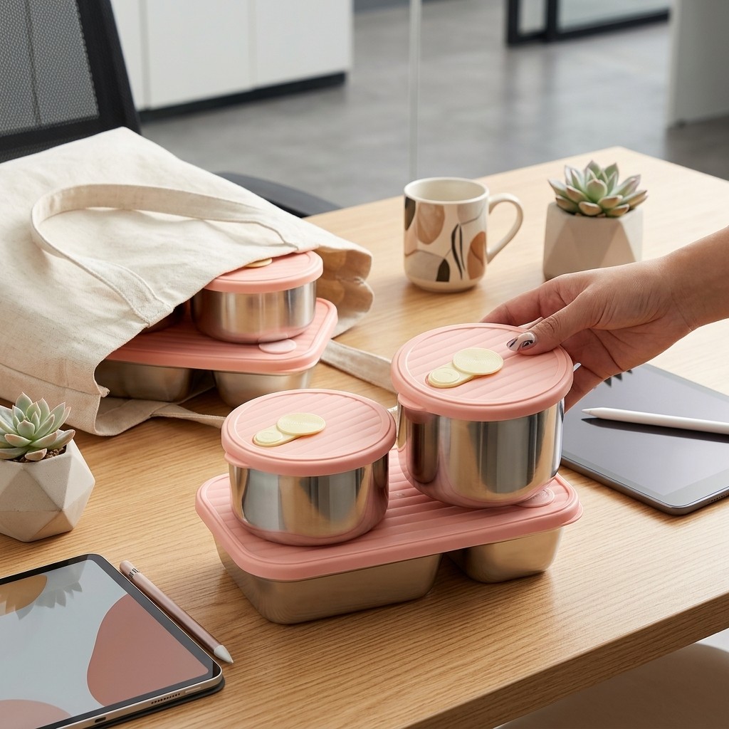Meal Prep List - Mikrowellengeeignetes 304 Edelstahl Lunchbox-Set Bento-Box Mahlzeiten-Vorbereitungs-Lebensmittelbehälter