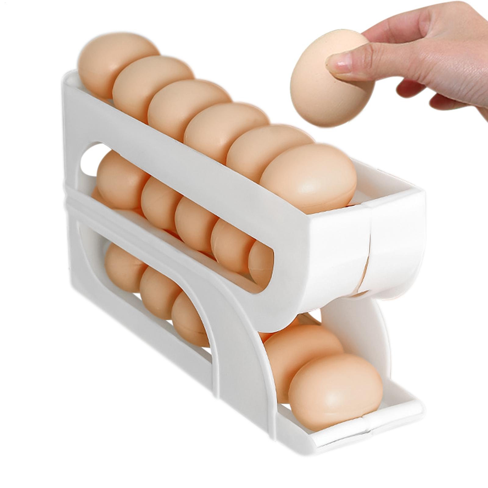 Meal Prep Eggs - Eierhalter für Kühlschrank 3-stöckig Automatischer Rollender