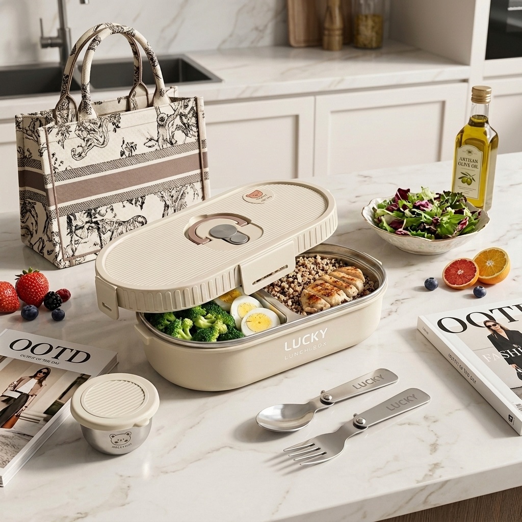 Meal Prep List - Mikrowellengeeignete 304 Edelstahl Bento Lunchbox Set