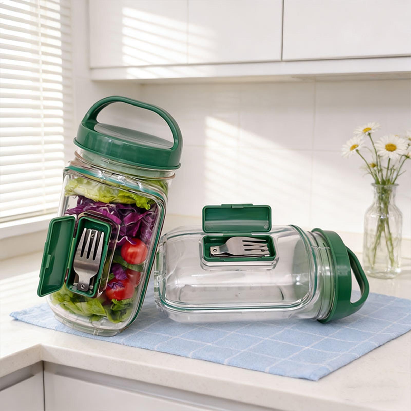 Meal Prep For Office - 1000ml Auslaufsicherer Salatbehälter mit Seitenöffnung und