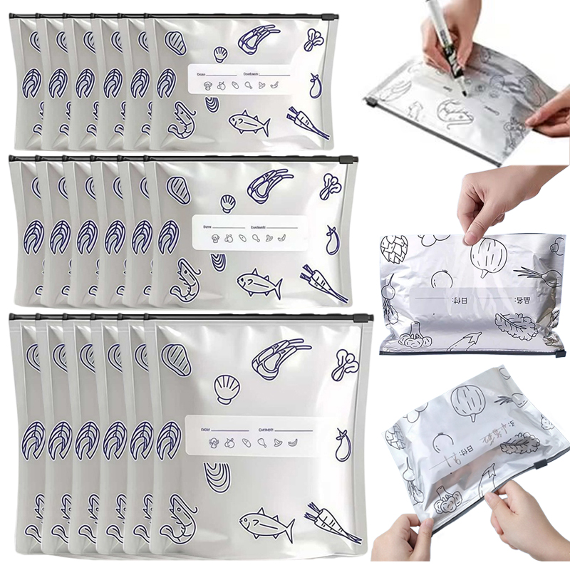 Meal Prep List - Großpackung mit 48 Silbernen Küchen-Aufbewahrungsbeuteln –