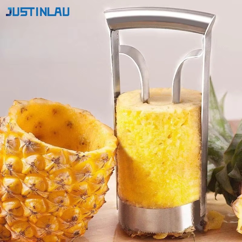 Pineapple Corer Slicer - JUSTINLAU Edelstahl-Ananas-Schäler und -Schneider, Fruchtfleisch-Extraktor, Entkerner,