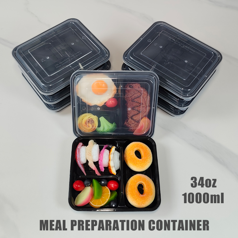 Meal Prep List - 3-Fach-Unterteilte 34 Oz/1000 Ml, 12/35 Stück,