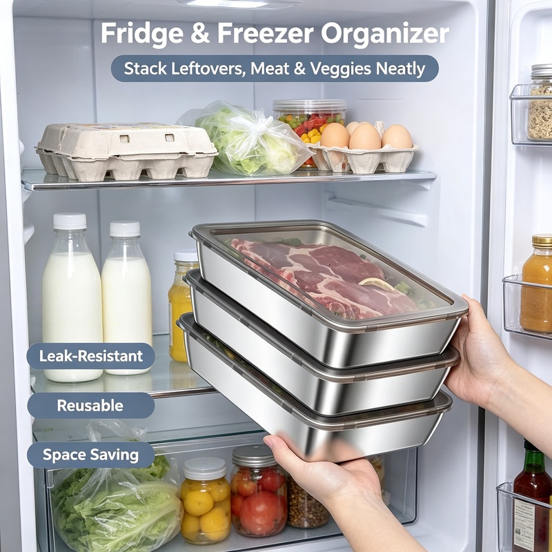 Edelstahl-Quadratbehälter mit  – Meal Prep Seafood Bewertung und Preis